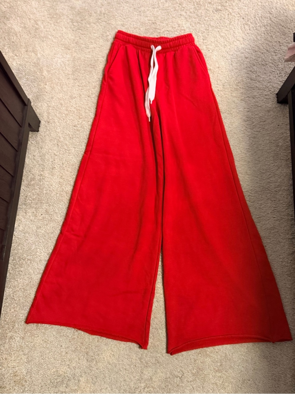 Fashion Nova Red Wide-Leg Lounge Pants with Drawstring